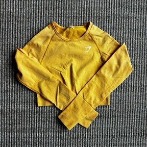 Gym Shark Cropped Bight Yellow Top Size Small